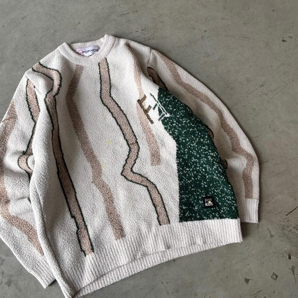 Y2k coogi style earthtone sweater - Picture 2 of 3